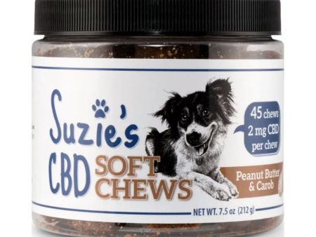 Suzie s CBD Soft Chews For Dogs Peanut Butter Carob 7.5oz.-2mg Online