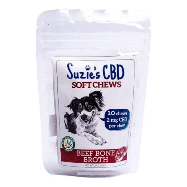 Suzie s CBD Soft Chews For Dogs Trial Size Beef Bone Broth 2oz. Online Sale