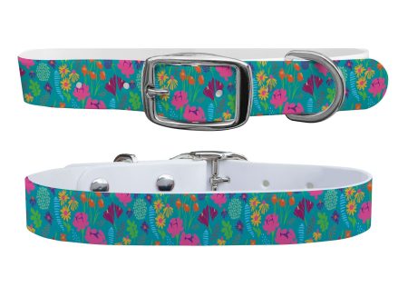 Wildflowers Dog Collar With Silver Buckle Fashion