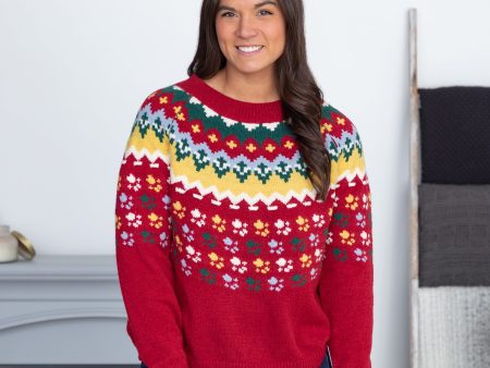 Nordic Paw Print Knitted Sweater Online Sale