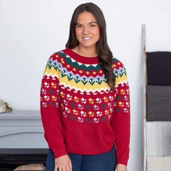 Nordic Paw Print Knitted Sweater Online Sale