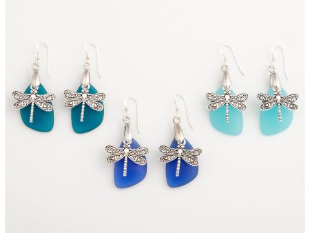 Dragonfly Sea Glass Earrings Online Sale