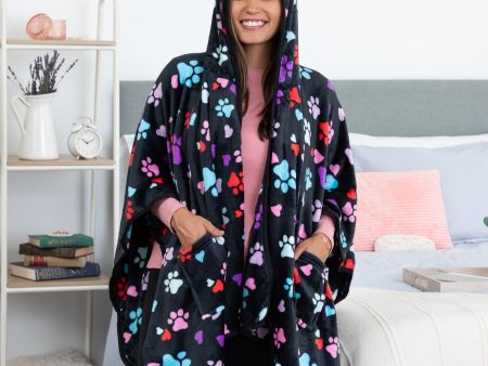 Super Cozy™ Paws Fleece Hoodie Cape For Cheap