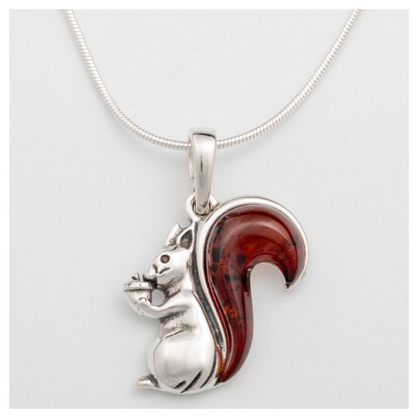 Squirrel Tail Amber & Sterling Necklace For Discount