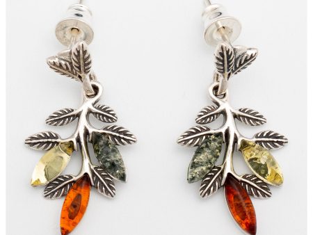 Leaves of Amber & Sterling Earrings on Sale