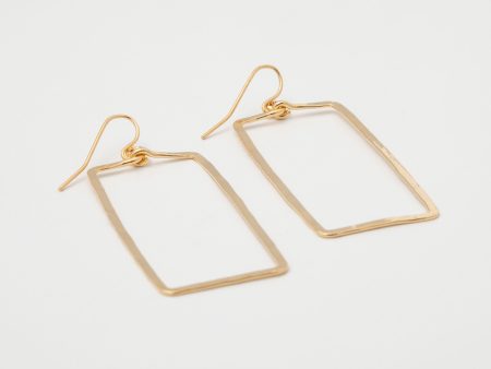 Elegant Golden Hammered Rectangle Earrings For Cheap