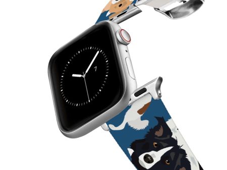 Silver Border Collie Apple Watch Band Cheap