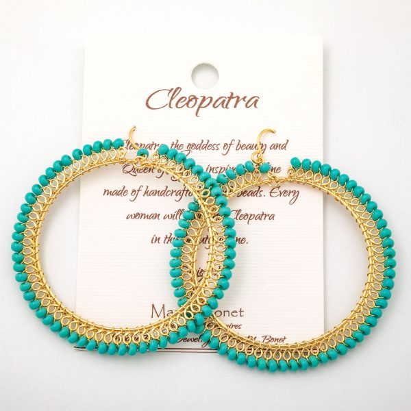 Beaded Gold-Plated Circle Earrings Cheap