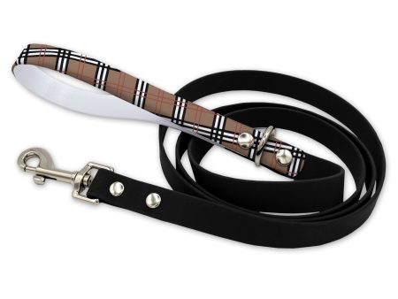 Khaki Plaid Waterproof Leash With Silver Snap Hook Online