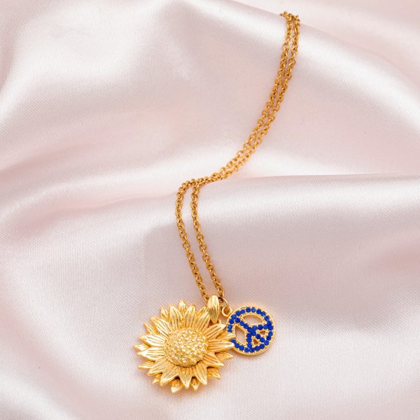 Peace For Ukraine Gold Plated Necklace Cheap