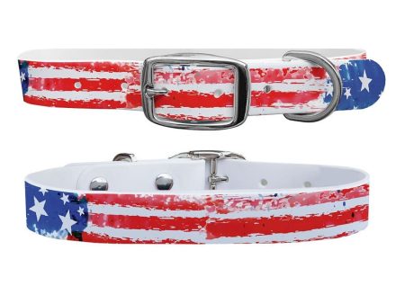 Vintage Americana Dog Collar With Silver Buckle Online now