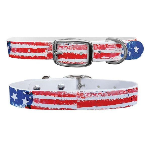 Vintage Americana Dog Collar With Silver Buckle Online now