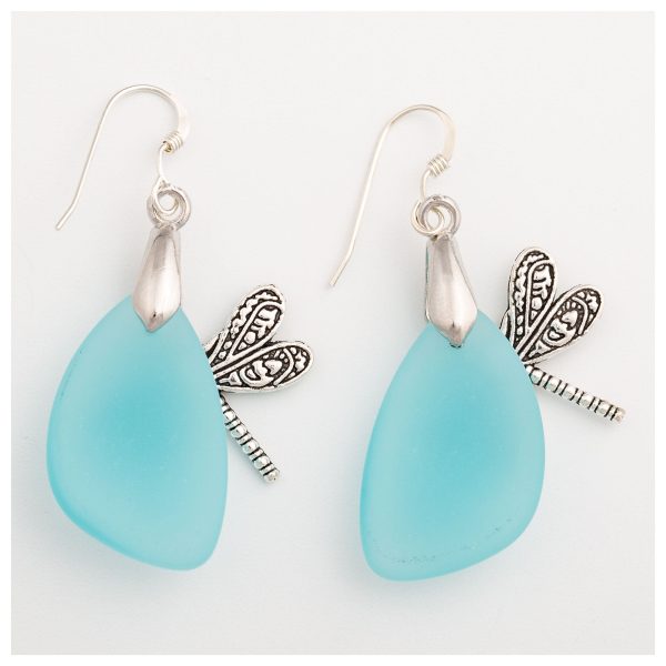 Dragonfly Sea Glass Earrings Online Sale