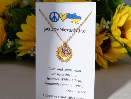 Peace For Ukraine Gold Plated Necklace Cheap