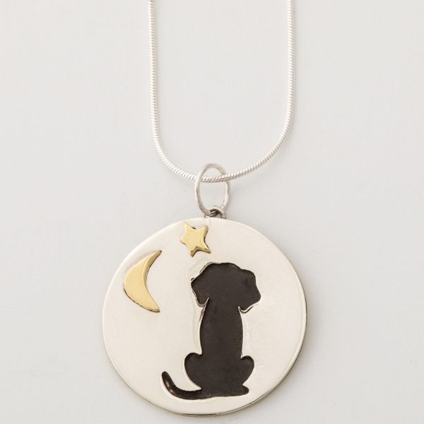 Cute Dog Moonlight Sterling Necklace For Discount