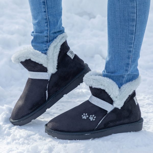 Paw Print Faux Suede Ankle Boots Fashion