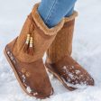 Paw Print Tall Knitted Boots With Beaded Tassels Supply