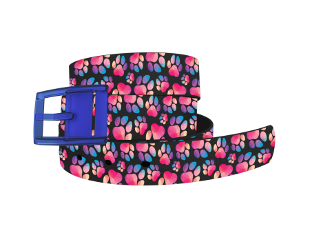 Pawprints Geometric Belt with Blue Buckle For Discount