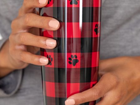 Paw Print Buffalo Check 20 oz Stainless Steel Tumbler Hot on Sale