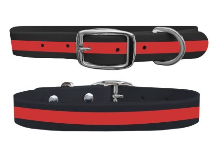 Red Line Firefighter Dog Collar With Silver Buckle Discount