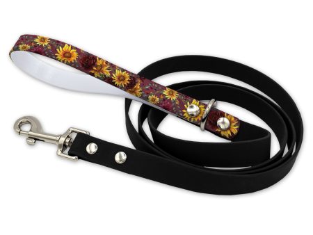 Merlot Sunflowers Waterproof Leash With Silver Snap Hook Online Sale