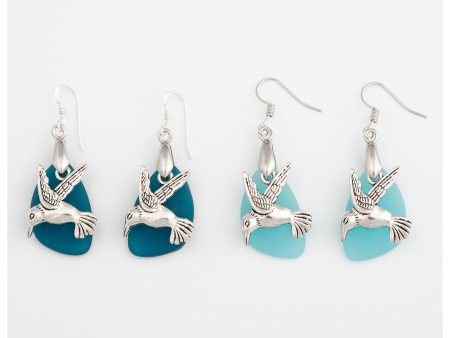 Hummingbird Sea Glass Earrings on Sale