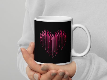 Painted Heart of Pink Ribbons Mug Sale