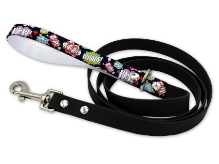 Comic Words Waterproof Leash With Silver Snap Hook For Discount