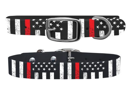 Red Stripe Flag Dog Collar With Silver Buckle For Cheap