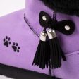 Paw Print Faux Suede Boots With Tassels Hot on Sale