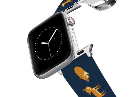 Silver ETA Playing Foxes Navy Apple Watch Band Sale