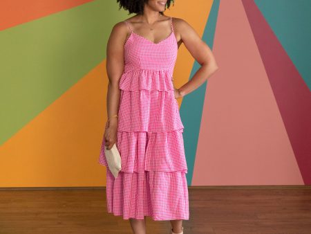 Gingham Layered Maxi Dress Sale