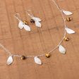 Acorns and Leaves Sterling Silver Leaves Tiger s Eye Necklace and Earrings Set Supply