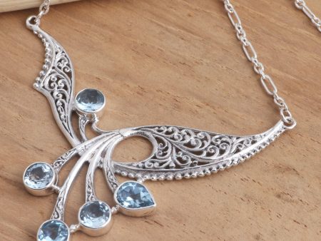 Winged Dreams Balinese Blue Topaz Sterling Silver Pendant Necklace on Sale