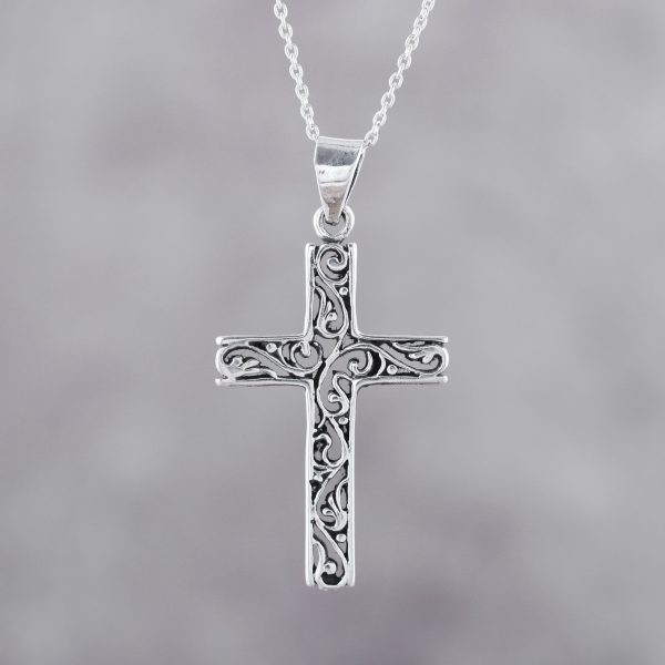 Adorned Cross Handcrafted Sterling Silver Ornate Cross Pendant Necklace Online