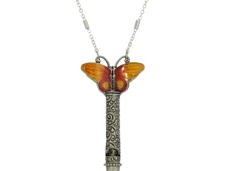 1928 Jewelry® Pewter Whistle With Orange & Yellow Enamel Butterfly Necklace 30  Cheap