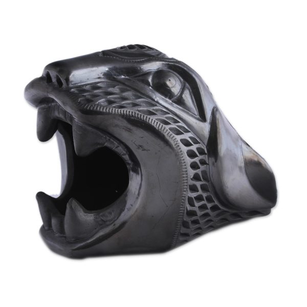 Black Balam Barro Negro Ceramic Jaguar Mask from Mexico For Cheap