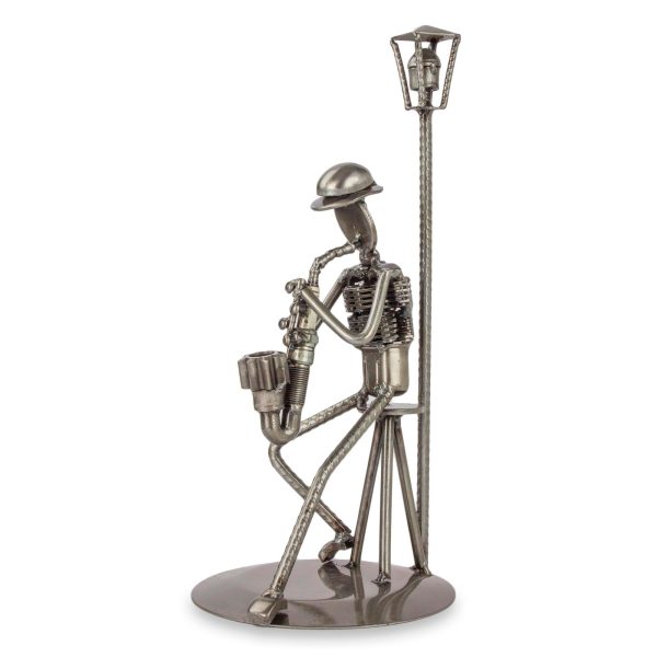 Sax on the Corner Auto Part and Recycled Metal Musician Sculpture Online Hot Sale