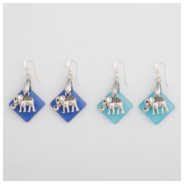 Elephant Sea Glass Earrings Online now