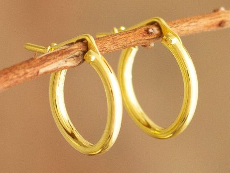 Always Classic Classic Small 18k Gold Plated Hoop Earrings (.5 Inch) For Sale