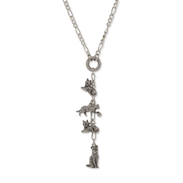 1928 Jewelry® Pewter 4 Cat Charm Y Necklace 20  on Sale