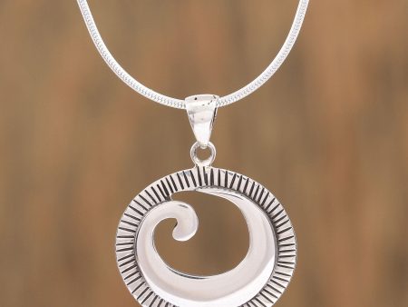 World of Waves Spiral Design Sterling Silver Pendant Necklace from Mexico Cheap