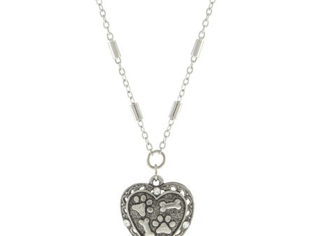 1928 Jewelry® Silver Tone Heart Paw And Bones Necklace 16 Adj Online