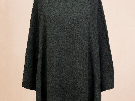 Adventurous Style in Moss Knit Alpaca Blend Hooded Poncho in Moss from Peru Online Sale