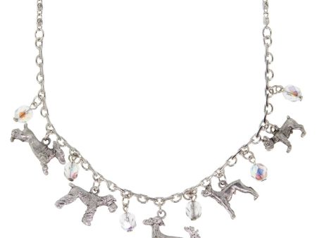 1928 Jewelry® Silver Tone Clear Crystal Beaded Multi Dog Drop Necklace 16  Adj. Sale