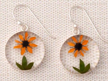 Real Sunflower & Sterling Earrings Online now