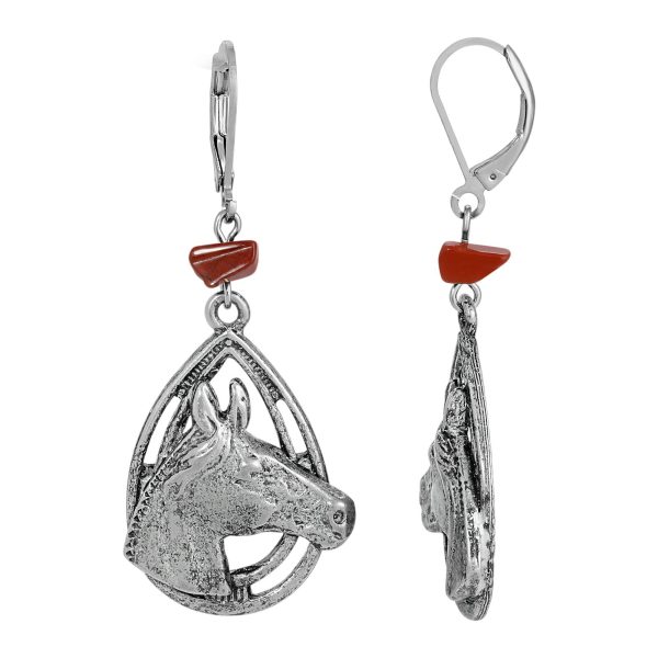 1928 Jewelry® Pewter Brown Bead Horse Head Earrnig Online