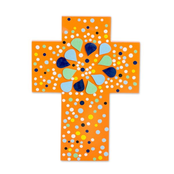 Abstract Petals Abstract Gourd and Wood Wall Cross from El Salvador Online Sale