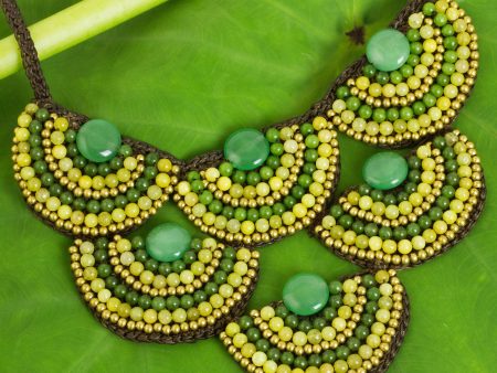 Yellow Green Waterfall Hand Crafted Beaded Jewelry Necklace from Thailand Online now