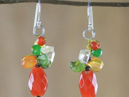 Wistful Memory Carnelian Multi-Gemstone Dangle Earrings from Thailand Online Sale